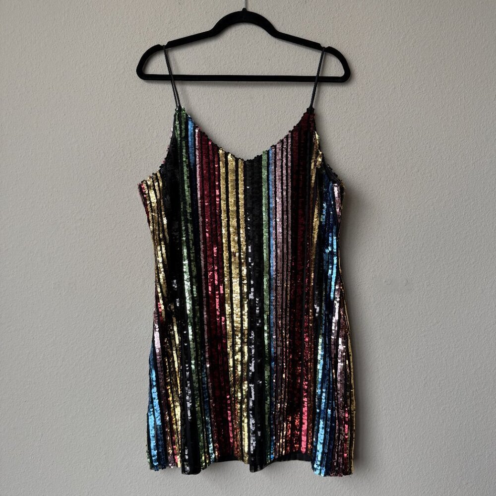 Forest Lily Sequin Stripe Slip Dress in Multi Size M - Picture 3 of 7